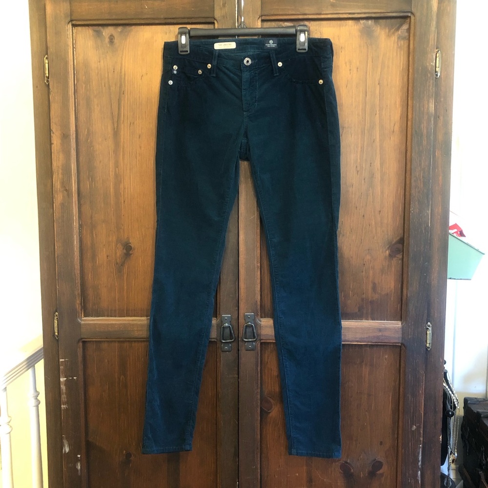 AG Adriano Goldschmied Super Skinny the Legging Cord Pants stretchy size 28 Teal - Picture 1 of 8